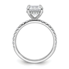 14k White Gold 2 3/8 carat Certified Lab Grown Diamond VS/SI+ G+ Round Complete Solitaire with Flair Engagement Ring