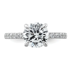 14k White Gold 2 3/8 carat Certified Lab Grown Diamond VS/SI+ G+ Round Complete Solitaire with Flair Engagement Ring