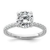 14k White Gold 2 3/8 carat Certified Lab Grown Diamond VS/SI+ G+ Round Complete Solitaire with Flair Engagement Ring