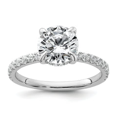 14k White Gold 2 3/8 carat Certified Lab Grown Diamond VS+ F+ Round Complete Solitaire with Flair Engagement Ring
