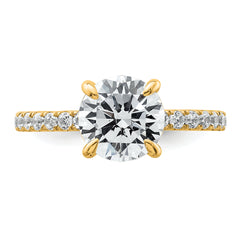 14k 2 3/8 carat Certified Lab Grown Diamond VS+ F+ Round Complete Solitaire with Flair Engagement Ring