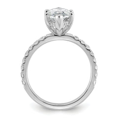 14k White Gold 3 1/2 carat Certified Lab Grown Diamond VS+ F+ Marquise Complete Solitaire with Flair Engagement Ring