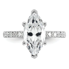 14k White Gold 3 1/2 carat Certified Lab Grown Diamond VS+ F+ Marquise Complete Solitaire with Flair Engagement Ring