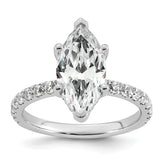 14k White Gold 3 1/2 carat Certified Lab Grown Diamond VS+ F+ Marquise Complete Solitaire with Flair Engagement Ring