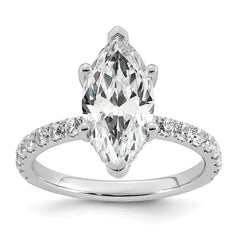 14k White Gold 3 1/2 carat Certified Lab Grown Diamond VS/SI+ G+ Marquise Complete Solitaire with Flair Engagement Ring