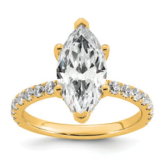 14k 3 1/2 carat Certified Lab Grown Diamond VS/SI+ G+ Marquise Complete Solitaire with Flair Engagement Ring