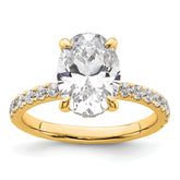 14k 3 1/2 carat Certified Lab Grown Diamond VS/SI+ G+ Oval Complete Solitaire with Flair Engagement Ring