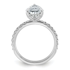 14k White Gold 3 1/2 carat Certified Lab Grown Diamond VS/SI+ G+ Pear Complete Solitaire with Flair Engagement Ring