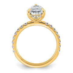 14k 3 1/2 carat Certified Lab Grown Diamond VS+ F+ Pear Complete Solitaire with Flair Engagement Ring