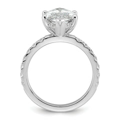 14k White Gold 4 5/8 carat Certified Lab Grown Diamond VS/SI+ G+ Marquise Complete Solitaire with Flair Engagement Ring