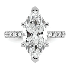 14k White Gold 4 5/8 carat Certified Lab Grown Diamond VS+ F+ Marquise Complete Solitaire with Flair Engagement Ring