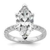 14k White Gold 4 5/8 carat Certified Lab Grown Diamond VS/SI+ G+ Marquise Complete Solitaire with Flair Engagement Ring