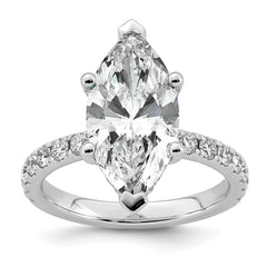 14k White Gold 4 5/8 carat Certified Lab Grown Diamond VS/SI+ G+ Marquise Complete Solitaire with Flair Engagement Ring