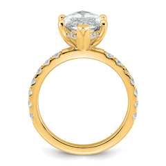 14k 4 5/8 carat Certified Lab Grown Diamond VS+ F+ Marquise Complete Solitaire with Flair Engagement Ring