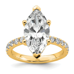 14k 4 5/8 carat Certified Lab Grown Diamond VS+ F+ Marquise Complete Solitaire with Flair Engagement Ring