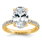14k 4 5/8 carat Certified Lab Grown Diamond VS+ F+ Oval Complete Solitaire with Flair Engagement Ring