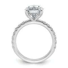 14k White Gold 4 3/4 carat Certified Lab Grown Diamond VS/SI+ G+ Pear Complete Solitaire with Flair Engagement Ring