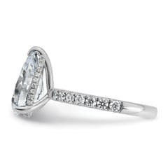 14k White Gold 4 3/4 carat Certified Lab Grown Diamond VS/SI+ G+ Pear Complete Solitaire with Flair Engagement Ring