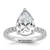 14k White Gold 4 3/4 carat Certified Lab Grown Diamond VS/SI+ G+ Pear Complete Solitaire with Flair Engagement Ring