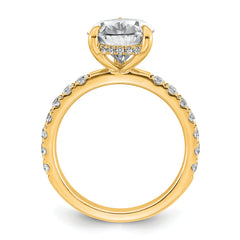 14k 4 3/4 carat Certified Lab Grown Diamond VS+ F+ Pear Complete Solitaire with Flair Engagement Ring