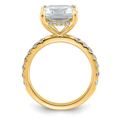 14k 4 3/8 carat Certified Lab Grown Diamond VS+ F+ Princess Complete Solitaire with Flair Engagement Ring