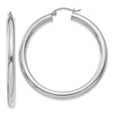 10 Karat White Gold 4mm x 45mm Tube Hoop Earrings | Sophia Jewelers