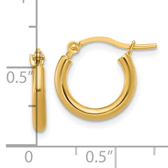 10k 2x12mm Polished Hoop Earrings