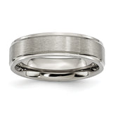Chisel Titanium Brushed Center 6mm Ridged Edge Band