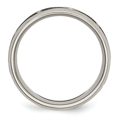Titanium Brushed & Polished Laser Design 8mm Beveled Edge Band
