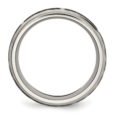 Chisel Titanium Brushed and Polished Celtic Laser Design 8mm Ridged Edge Band