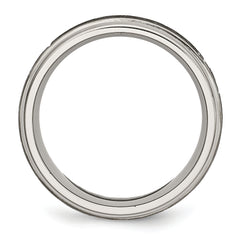 Chisel Titanium Brushed and Polished Cross Laser Design 8mm Ridged Edge Band