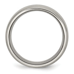 Chisel Titanium Brushed and Polished 10mm Grooved Ridged Edge Band