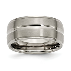 Chisel Titanium Brushed and Polished 10mm Grooved Ridged Edge Band