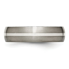 Chisel Titanium Brushed with Sterling Silver Inlay 6mm Band