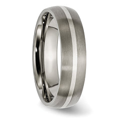 Chisel Titanium Brushed with Sterling Silver Inlay 6mm Band