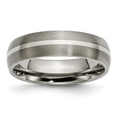 Chisel Titanium Brushed with Sterling Silver Inlay 6mm Band