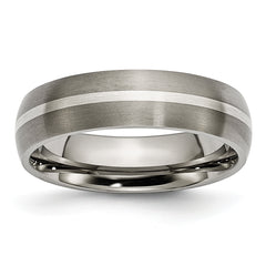 Chisel Titanium Brushed with Sterling Silver Inlay 6mm Band