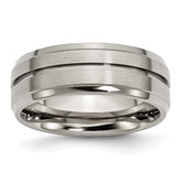Chisel Titanium Brushed and Polished 8mm Grooved Ridged Edge Band