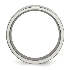 Chisel Titanium Polished with Black Carbon Fiber Inlay Flat 8mm Band