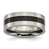 Chisel Titanium Polished with Black Carbon Fiber Inlay Flat 8mm Band