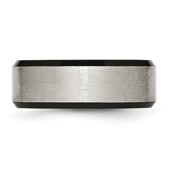 Chisel Titanium Brushed Center Black IP-plated 8mm Beveled Edge Band