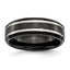 Chisel Titanium Brushed and Polished Black IP-plated 7mm Grooved Band