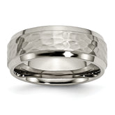Chisel Titanium Polished and Hammered 8mm Beveled Edge Band