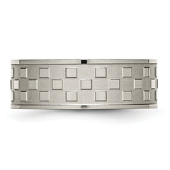 Titanium Satin and Polished Checkered 8mm Band