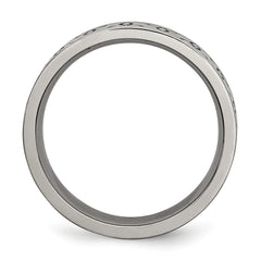 Chisel Titanium Brushed 6mm Trinity Symbol Flat Band