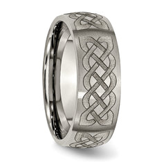 Chisel Titanium Brushed Celtic Laser Design 8mm Band