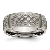 Chisel Titanium Brushed Celtic Laser Design 8mm Band