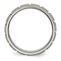 Titanium Satin 8mm Notched and Grooved Band