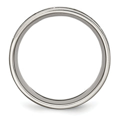 Titanium Brushed Laser Design 8mm Flat Band