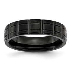 Chisel Titanium Brushed and Polished Black IP-plated 6mm Notched Band